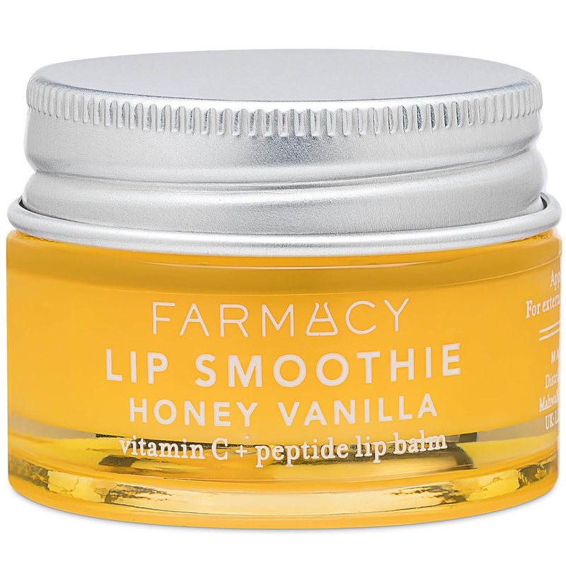 Farmacy Vitamin C + Peptide Hydrating Lip Balm - Lip Smoothie Moisturizing + Plumping Treatment - Smooths Lines with a High-Gloss Finish - Honey Vanilla (10g)