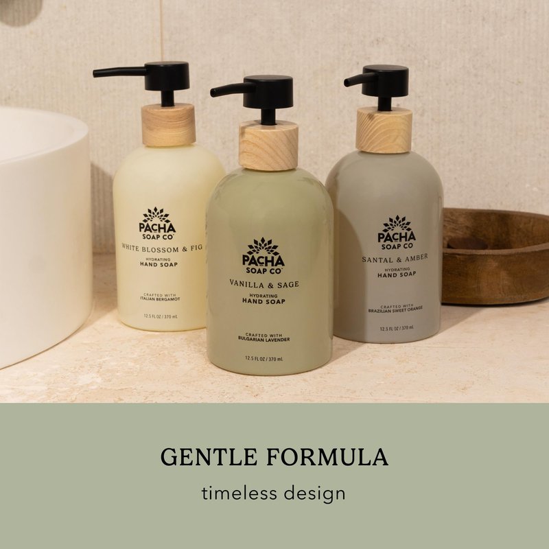 Pacha Soap Co. Liquid Hand Soap Glass Bottles - Santal & Amber, Hydrating & Moisturizing Formula with Clean Ingredients, Paraben, sulfate, and Dye Free, Made in the USA, 2-Pack (12.5 fl oz Each)