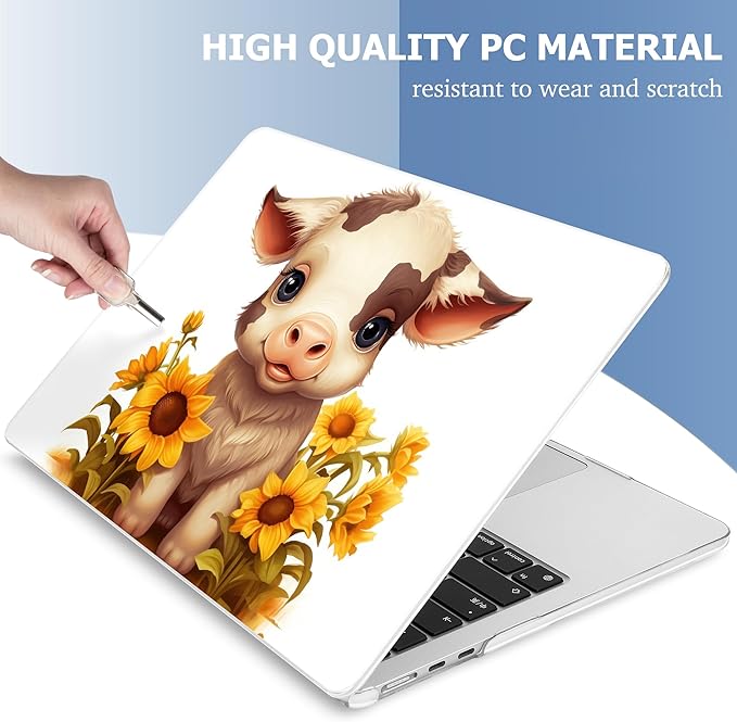 Mektron Case for 2026 MacBook Air 15 INCH M5 A3448 Compatible with M4 A3241 /M3 A3114 /M2 A2941 Printed Plastic Hard Shell Cover with 15.3" Liquid Retina Display Touch ID- Cute Cow