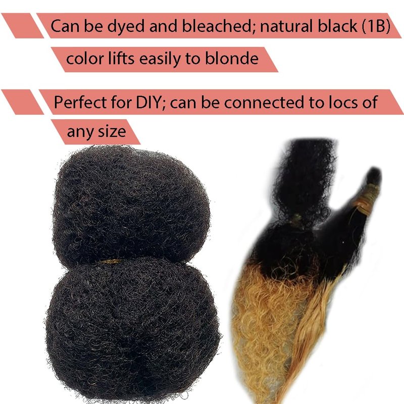 Afro Kinky Human Hair for Dreadlocks - 2 Bundles Natural Black #1B | 8 Inch Length