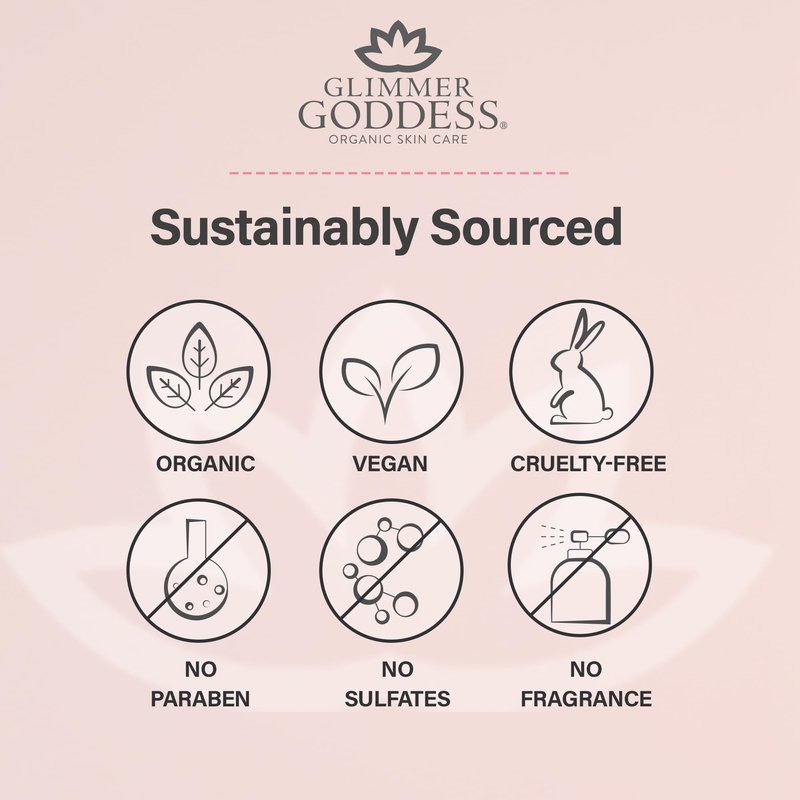 Glimmer Goddess Organic Whipped Body Butter for Women - Moisturizer Cream with Shea & Cocoa Butter, Almonds & Coconut Oil - Unscented, 8oz