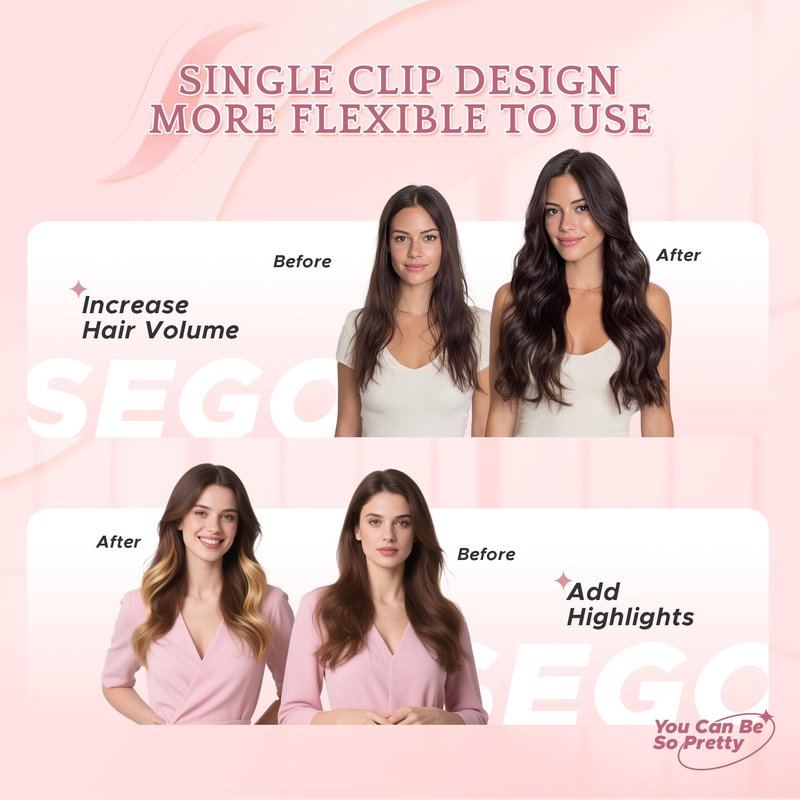 SEGO Clip In Short Hair Extensions Real Human Hair Single 6 Pcs Individual Clip Ins Remy Straight Soft Seamless Hairpieces for Women -10 Inch #02R Dark Brown