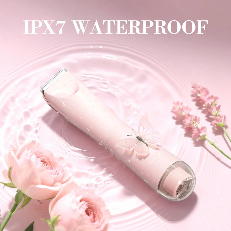 Bikini Trimmer for Women, 2 in 1 Electric Shaver for Women, Pubic Hair Trimmer Waterproof IPX7 with LED, Bikini Razor for Leg Arm Underarm Bikini Area, Pull Bows Gift Box for Friends (Rose Pink)