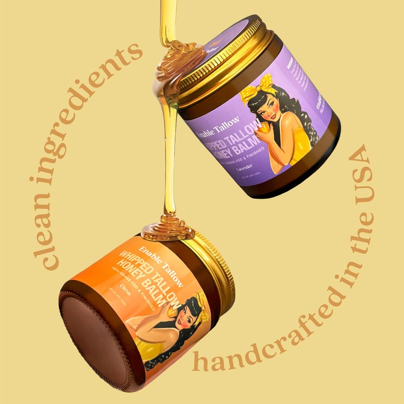 Enable Tallow Face & Body Cream – Whipped Beef Tallow & Manuka Honey Balm for Dry Skin, Eczema & Sensitive Skin – Natural Moisturizer, Sandalwood Scent, 4oz