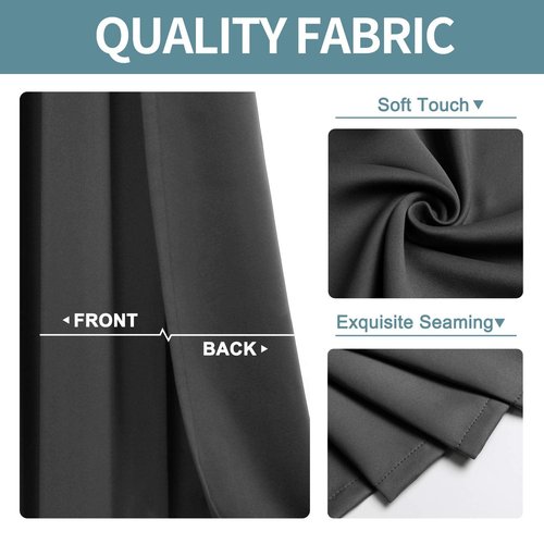 ChrisDowa Grommet Blackout Curtains for Bedroom and Living Room - 2 Panels Set Thermal Insulated Room Darkening Curtains (Dark Grey, 52W x 63L)