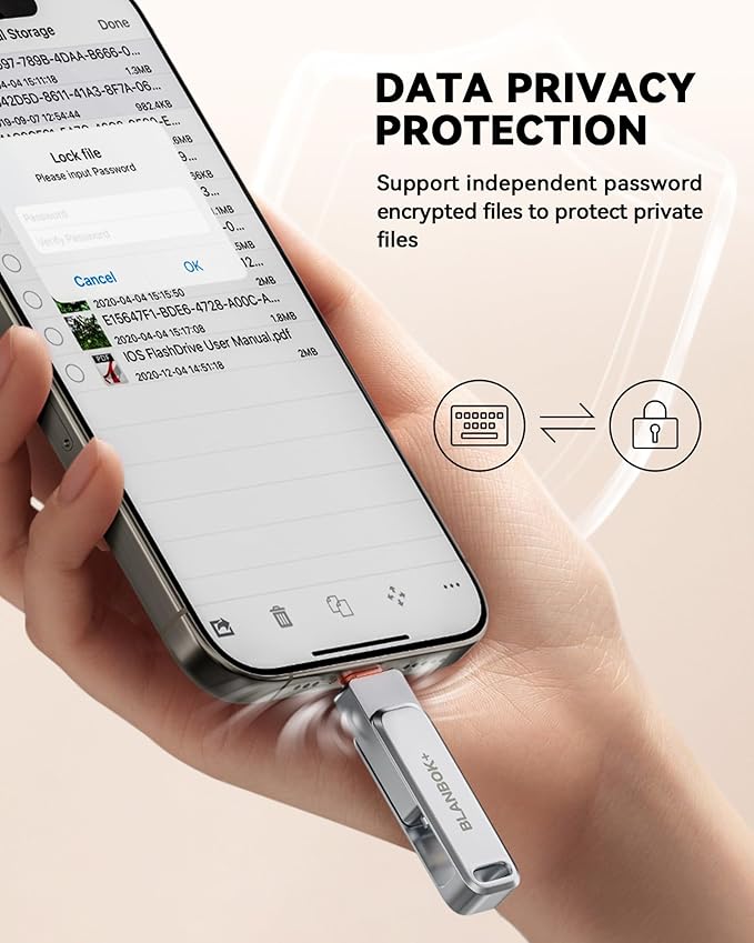 BLANBOK+ MFi Certified 256GB Flash Drive for iPhone Photo Stick, USB Thumb Drive Memory Stick High Speed USB Drive Photo Storage for iPhone USB Stick Compatible for iPhone/iPad/Android/PC, BLA232