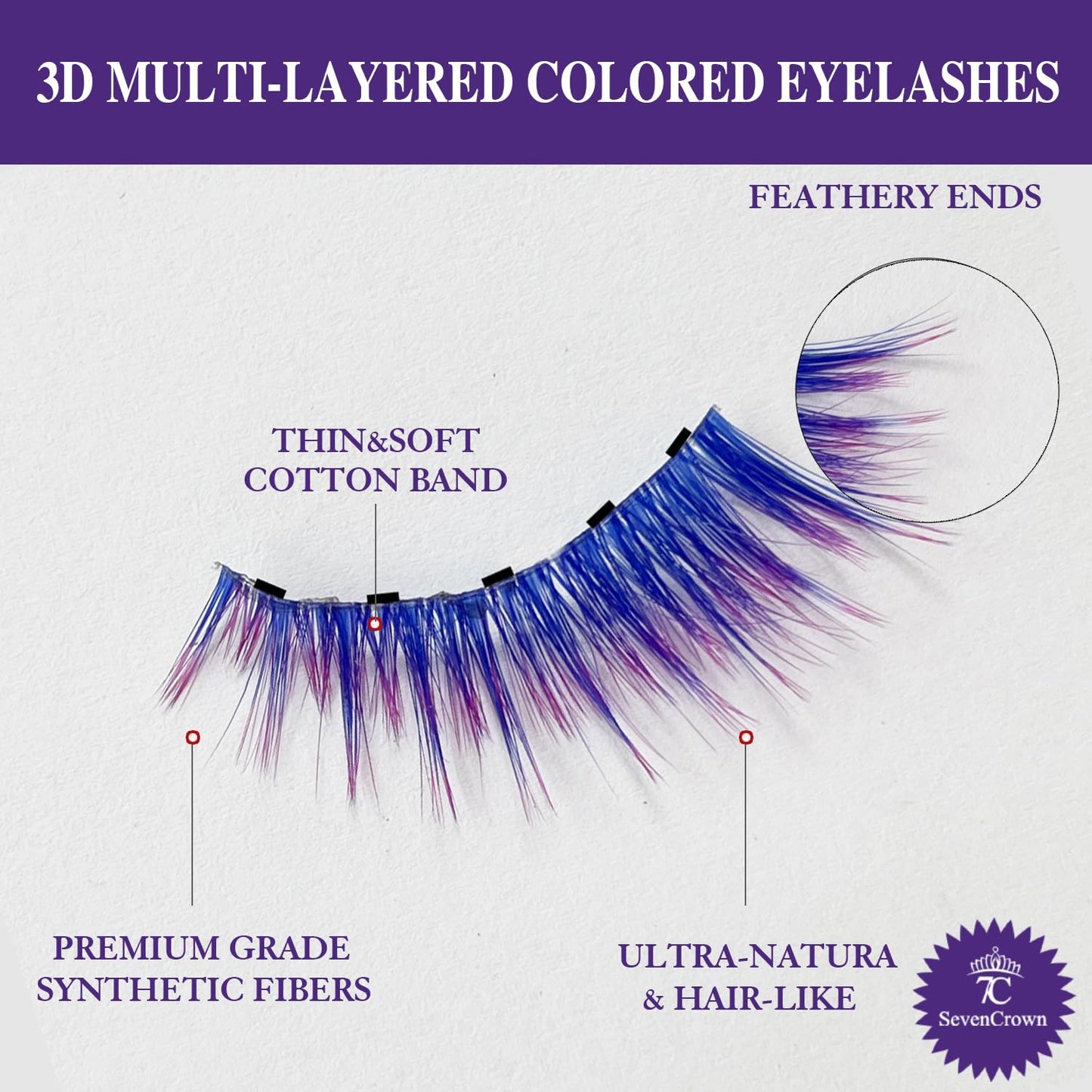 Magnetic Eyelashes 7C SevenCrown Round Magnetic Lashes with Eyeliner,3D Natural Look Magnetic Lash with Applicator,10 Pairs,Cruelty-Free, Long Lasting.