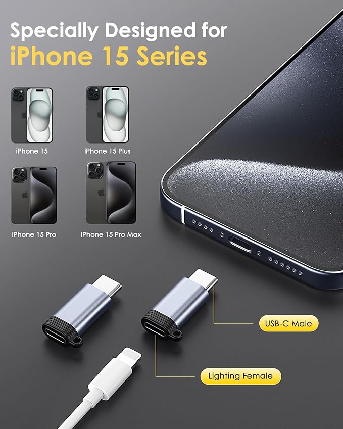 Wireless CarPlay Adapter for Apple iPhone - 2025 Wired Car Play to Wireless Dongle, USB-A/C Plug & Play, Stable Bluetooth CarPlay Adapter for iPhone iOS 10+, NOT for Audio/OTG, Gray