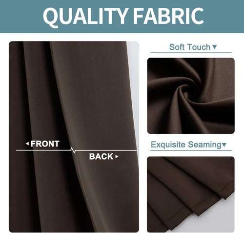 ChrisDowa Blackout Curtains - Thermal Insulated Room Darkening Panels, 2-Panel Set (Brown, 42W x 63L)