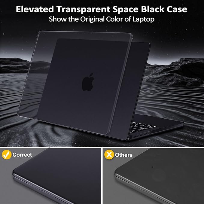 MOSISO Compatible with MacBook Pro 16 inch Case M5 2026 M4 M3 M2 M1 2025-2021 A3429 A3428 A3403 A3186 A2991 A2780 A2485, 4 in 1 Kit Seamlessly Closes Anti-Fingerprints Hard Shell, Space Black Clear