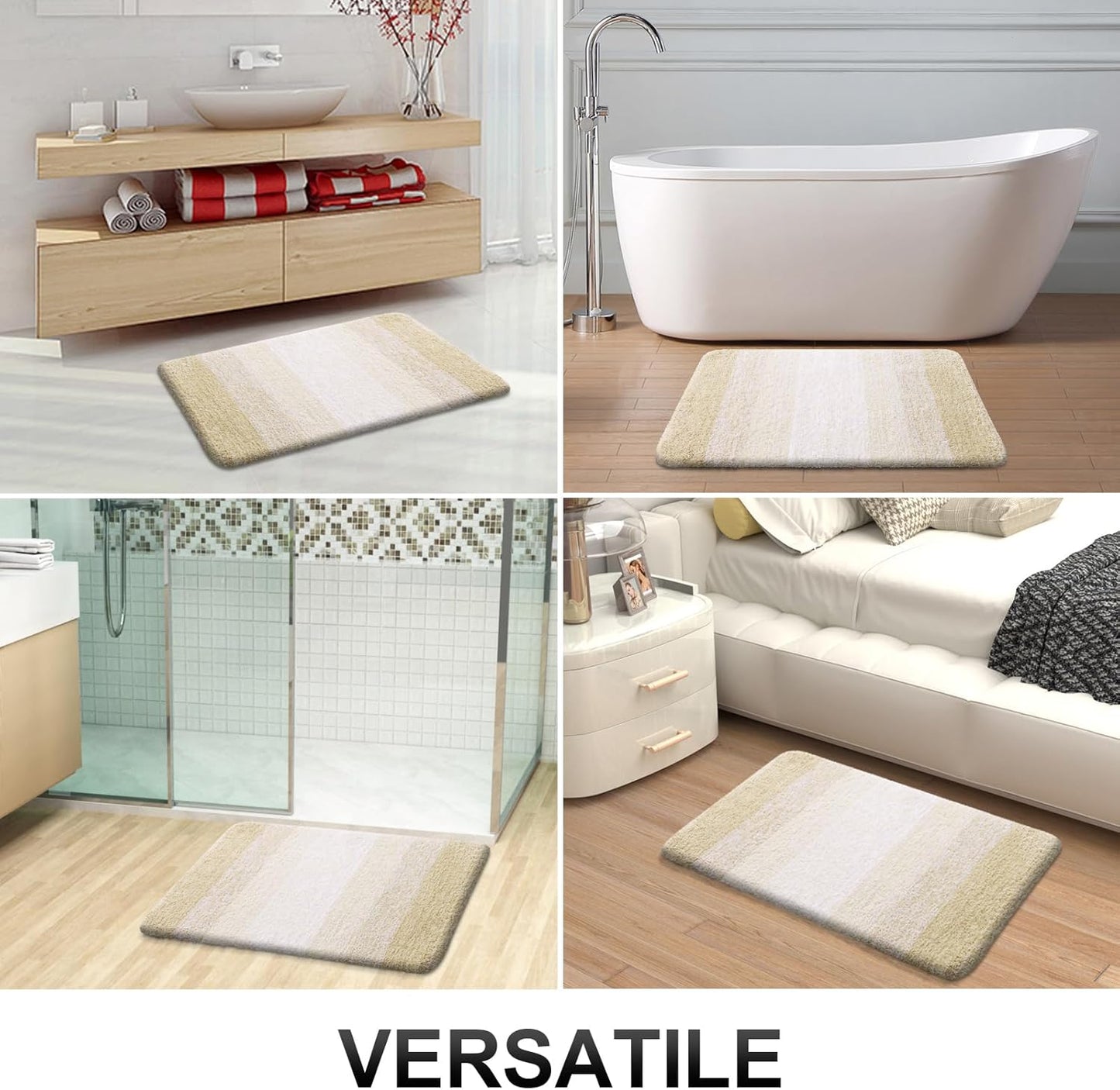 OLANLY Bathroom Rugs - Extra Soft Microfiber Mat with Rubber Backing | Quick Dry, Machine Washable, 30x20, Light Beige