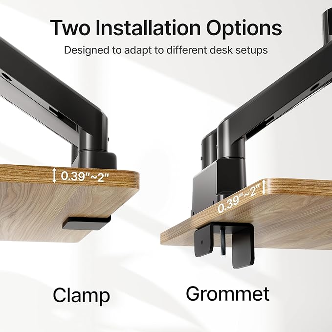 monTEK Dual Monitor Mount with USB Monitor Arms for 2 Monitors for 17 to 35 Inch Curved Screen Holds 35 Lbs Adjustable Heavy Duty Monitor Desk Mount Cable Management, VESA 75/100mm