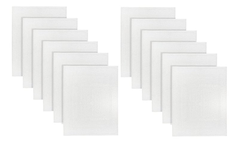 TOALLA (Pack of 12 100% Cotton White Bath Mat Towel (18x25 Inches) Light Weight Quick Drying & Machine Washable - Hotel Supplies Shower Hotel Bath Mat Towel Economy