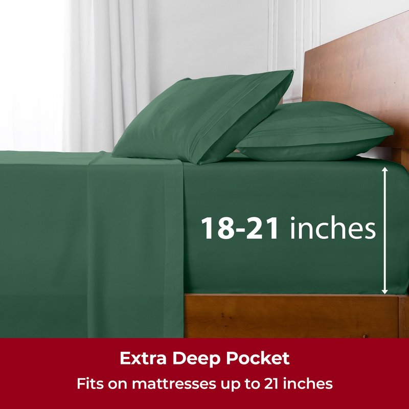 Mellanni Extra Deep Twin Sheets - 3 PC Iconic Collection Bedding - Hotel Luxury, Ultra Soft, Cooling Bed Sheets - Wrinkle, Fade, Stain Resistant (Twin, Emerald Green)