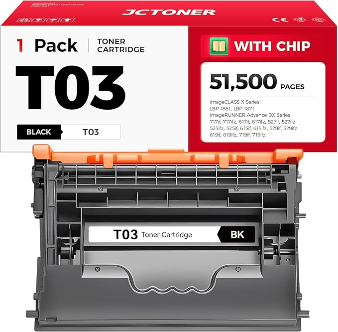 T03 Black Toner Cartridge (1-Pack with chip) Compatible for T03 2725C001AA Toner