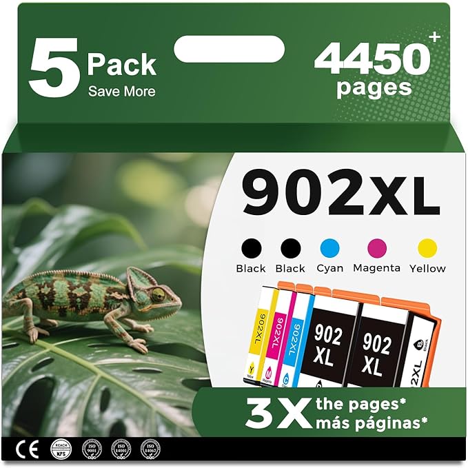 Ankink Compatible Ink Cartridges Replacement for 902XL (2 Black Cyan Magenta Yellow 5 Packs)