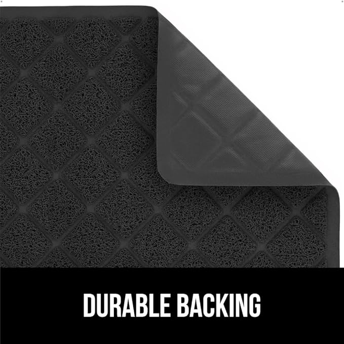 GORILLA GRIP Cat Litter Box Mat, Water Resistant, US Designed Kitty Litter Trapping Mats, Easy to Clean, Scatter Control, Less Mess and Clean Floors, Kitten Supplies for Indoor Cats, 24x17 Black