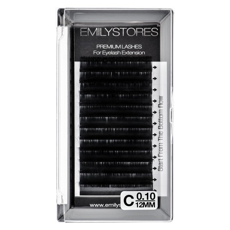 EMILYSTORES Eyelash Extensions 0.10mm Thickness C Curl Length 12mm Individual Volume Natural-Looking eyelashes Single Size For Lash Extension (0.10,C,12mm)