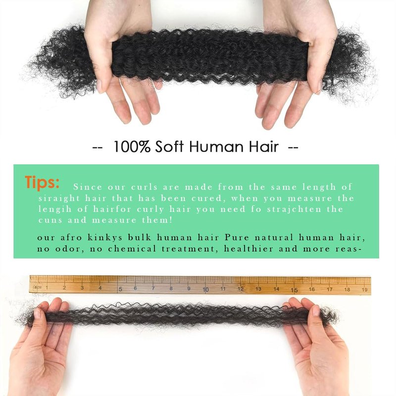 Afro Kinkys Bulk Human Hair for Permanent Micro Locs/Twists/Braids/Repair MChocolate Brown 4C Afro Kinky Curly Bulk Human Hair 12 Inch 50g/pack