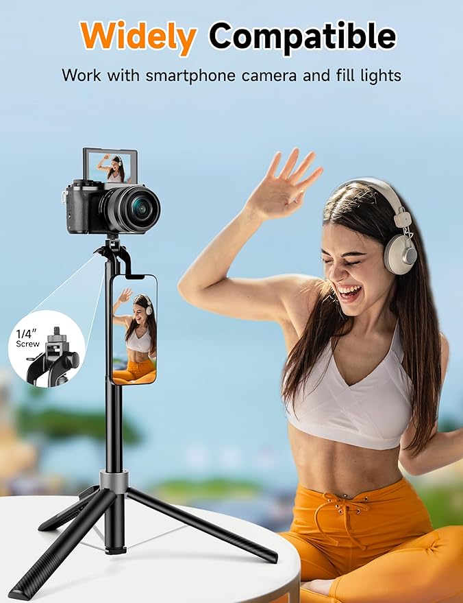 Magnetic Tripod for iPhone, 69" Phone Tripod Selfie Stick with Stake, Remote & 2 in 1 Phone Holder, Extendable Cell Phone Stand for Golf Recording Travel, Compatible with iPhone and Android Cellphone