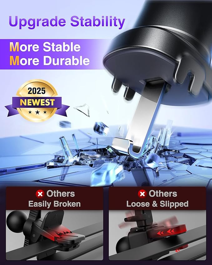 VANMASS Phone Holders for Your Car Ultimate Military-Grade Car Phone Holder Mount【Patent & Safety Certs】 Upgraded Shockproof Truck Air Vent Phone Mount for iPhone 17 Pro Max 16 Samsung Android,Purple
