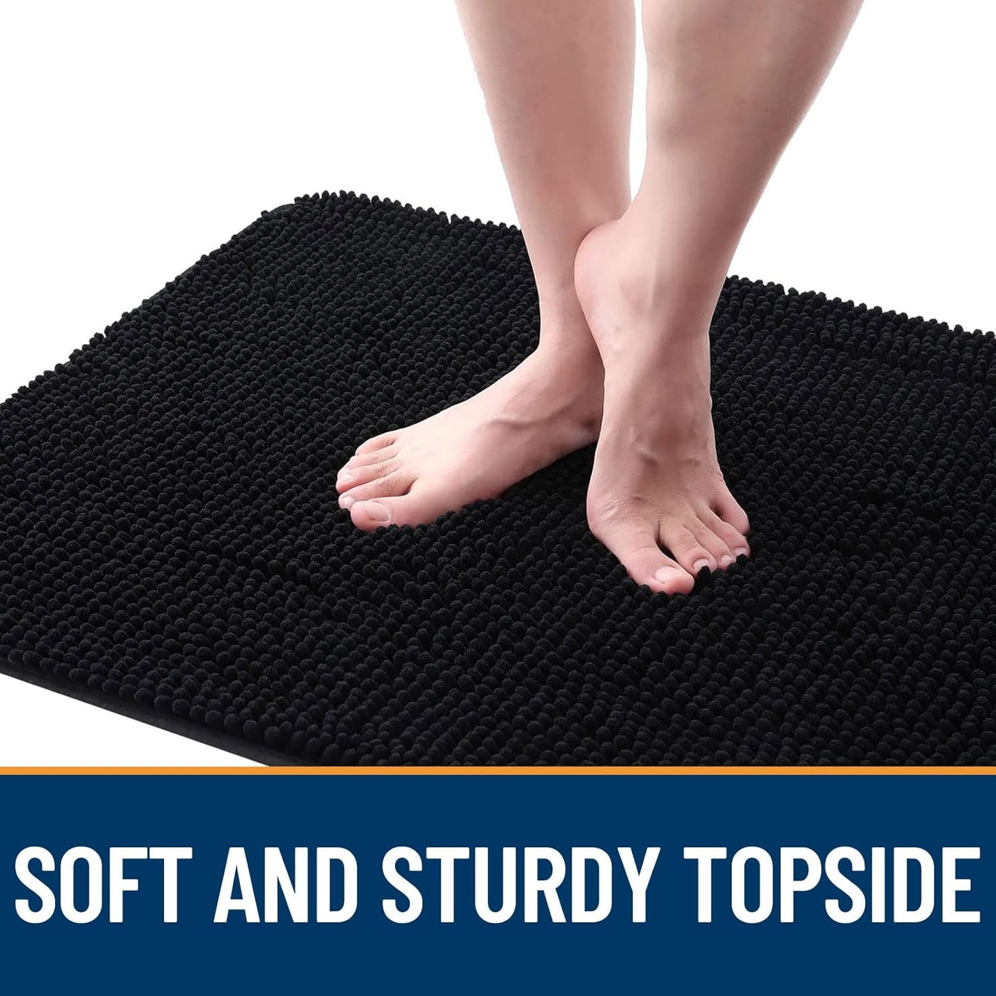 OLANLY Dog Door Mat - Absorbent Non-Slip Chenille Mat for Muddy Paws | 47x24 Black Quick Dry Doormat