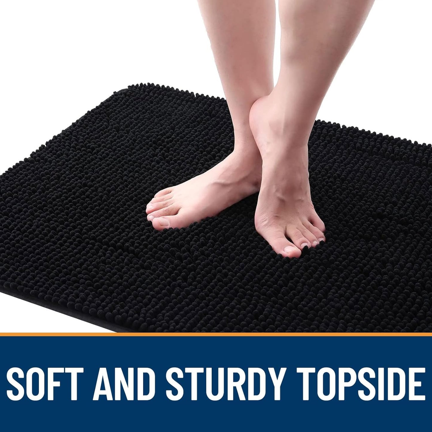 OLANLY Dog Door Mat - Absorbent Non-Slip Washable Chenille Mat for Muddy Paws | 50x30 Black