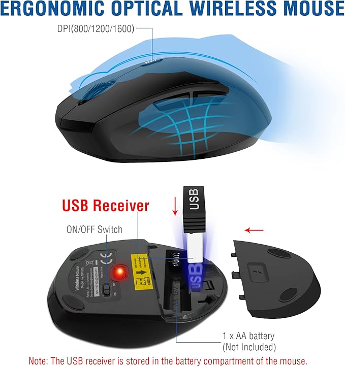 Wireless Keyboard Mouse Combo, EDJO 2.4G Full-Sized Ergonomic Keyboard with Comfortable Palm Rest and Optical Wireless Mouse for Windows, Mac OS PC/Desktops/Laptops (Grey)