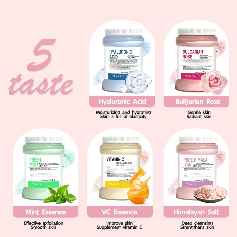 MEWEACHI Jelly Mask For Facials Professional,Spa facial mask Rubber Mask, Moisturizing&Hydrating for Wrinkles&Acne,23 Fl Oz Jar Face Mask SkinCare,Natural Gel Face Masks Facial Mask (Himalayan salt)