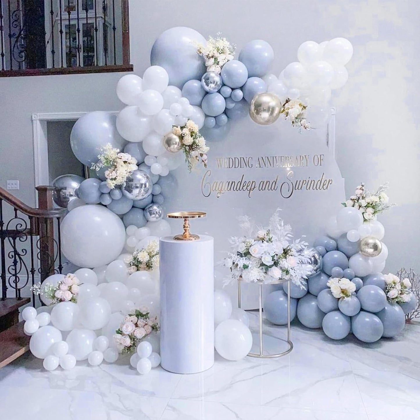 PartyWoo Dusty Blue Balloons - 127-Piece Slate Blue Balloon Arch Kit for Baby Showers & Graduations | Various Sizes