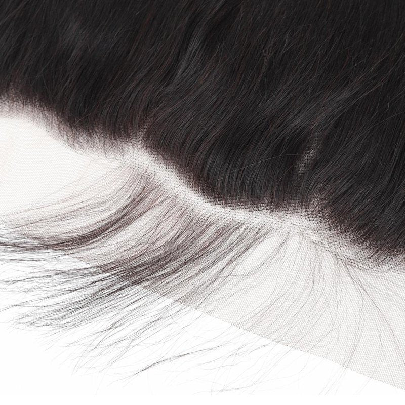 13x4 Ear to Ear Transparent HD Lace Frontal Closure 12A Unprocessed Brazilian Virgin Human Hair 16 Inch Silky Straight Full Lace Frontal Closure Pre-Plucked Natural Black Color