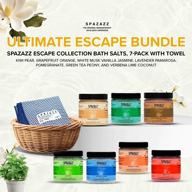Aromatherapy Bath Salt Crystals - Spa & Hot Tub Sampler Set | 4 Oz | Lavender, Lime Coconut, Green Tea & More