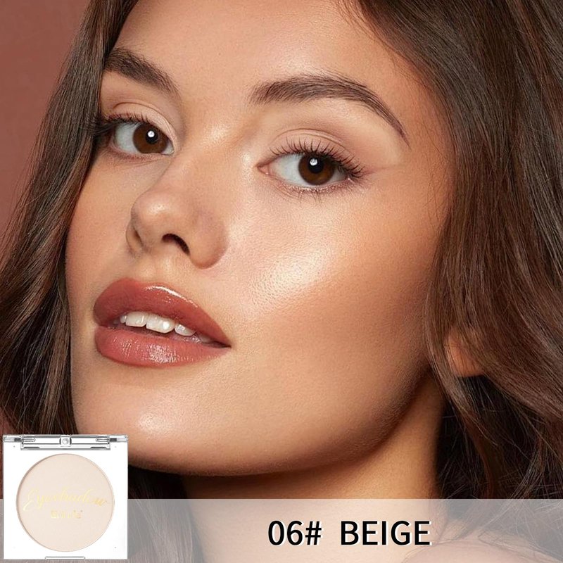 Erinde Single Beige Matte Eyeshadow Palette, Velvet Eye Shadow Compact Powder Primer Base Makeup, Neutral Nudes Matte Pressed Powder Eye Shadow Palette, 06# Beige