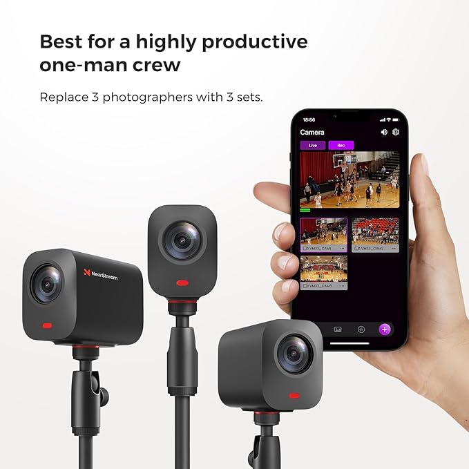 NearStream VM33 Gen 2 2K Wireless Streaming Camera with 40X Zoom, App Control, 6H Battery, RTMP & NDI Protocol, 8 Noise Canceling Mics/External Mic Input, Multi-cam, Stream on Facebook/YouTube/Twitch
