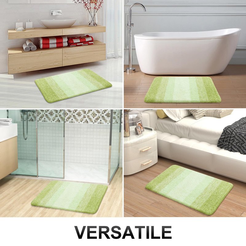 OLANLY Bathroom Rug Mat 30x20, Extra Soft and Absorbent Microfiber Bath Rugs, Non-Slip Plush Shaggy Bath Carpet, Machine Wash Dry, Bath Mats for Bathroom Floor, Tub and Shower, Light Green