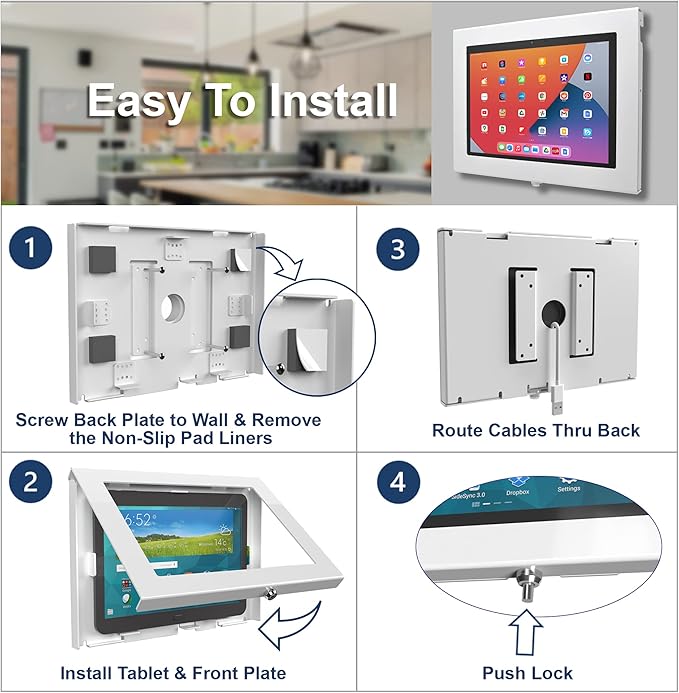 TABcare Locking Anti-Theft Metal Case for iPad Pro 13" 2024/2025 M4/M5 for Kiosk, POS, Store, Show Display, Time Clock (White)