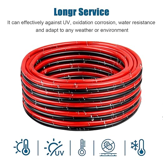 10 Gauge Wire 2 Conductors Copper Wire, 10 AWG Battery Cable Oxygen Free Copper Wire for Solar Panel, Automotive, Trailer, RV and Speaker (10 Gauge 10FT)