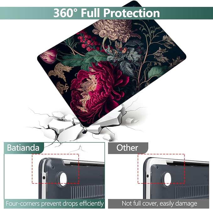 Batianda LumiArt Case for MacBook Air 13" M1 Chip, Renaissance Floral