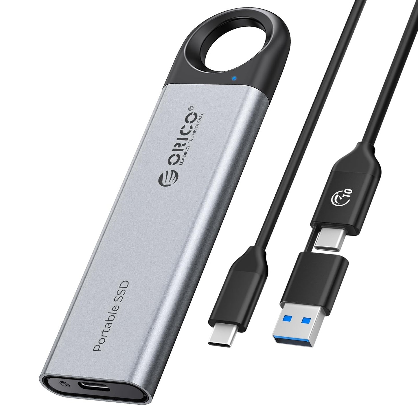 ORICO 1TB External SSD Up to 1050MB/s, Hanging Hole Design Portable Solid State Drive, USB C&A 2 in 1 Cable, Reliable Storage for Type-C Smartphone, Tablets, Laptops - C10