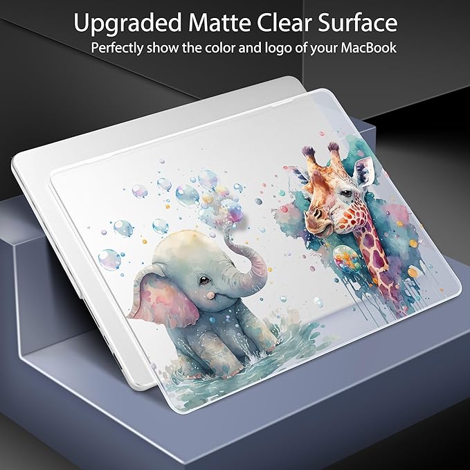 Lepeoac Case for MacBook Pro 16 inch Case 2026-2021 | M5 A3429 A3428 M4 M3 M2 M1 Pro/Max | Protective Hard Shell Laptop Cover with Screen Protector & Keyboard Cover | Elephant & Giraffe