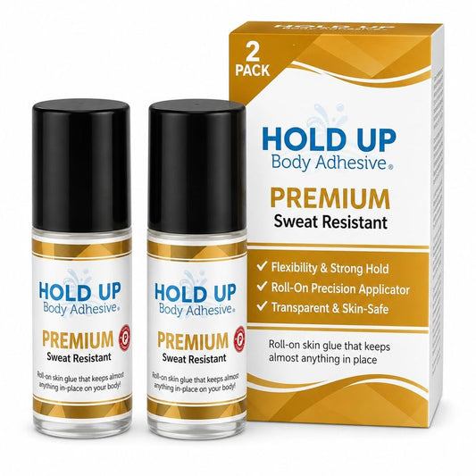 Hold Up Body Adhesive - Premium Roll-On Skin Glue for Dancers & Costumes | 2 oz, 2-Pack