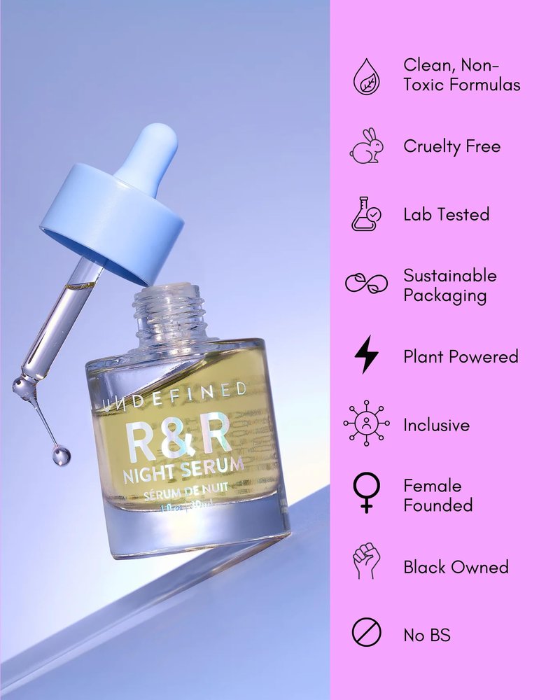 Undefined R&R Night Serum – Retinal Face Oil (Retinaldehyde) with Blue Tansy, Tamanu, Bakuchiol, Squalane to Repair and Boost Collagen for Youthful Skin