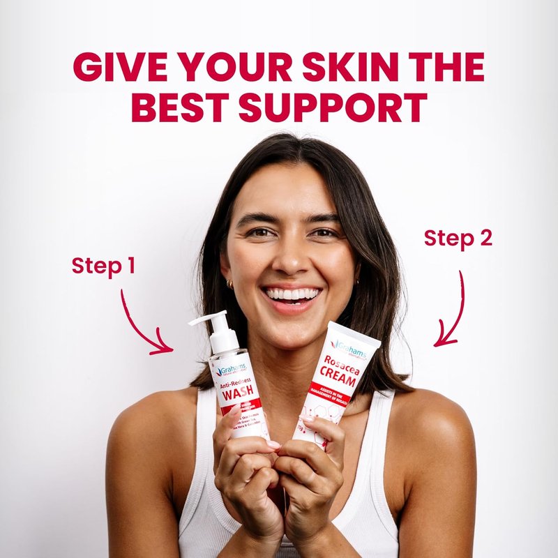 Natural Rosacea Treatment - Anti-Redness Face Cream to Soothe Flare-Ups | Hypoallergenic, Steroid-Free (2.64 fl oz)