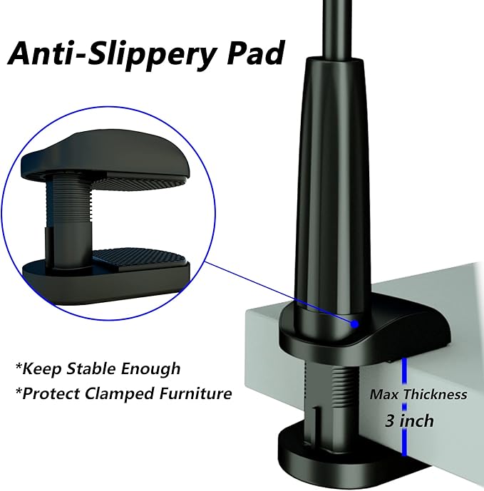 MAGIPEA Gooseneck Phone Holder for Bed, Flexible Overhead Cell Phone Mount for Desk, Hands-Free Viewing Clamp Stand Compatible with iPhone 17 16 15 Pro Max and 3.5-7" Devices