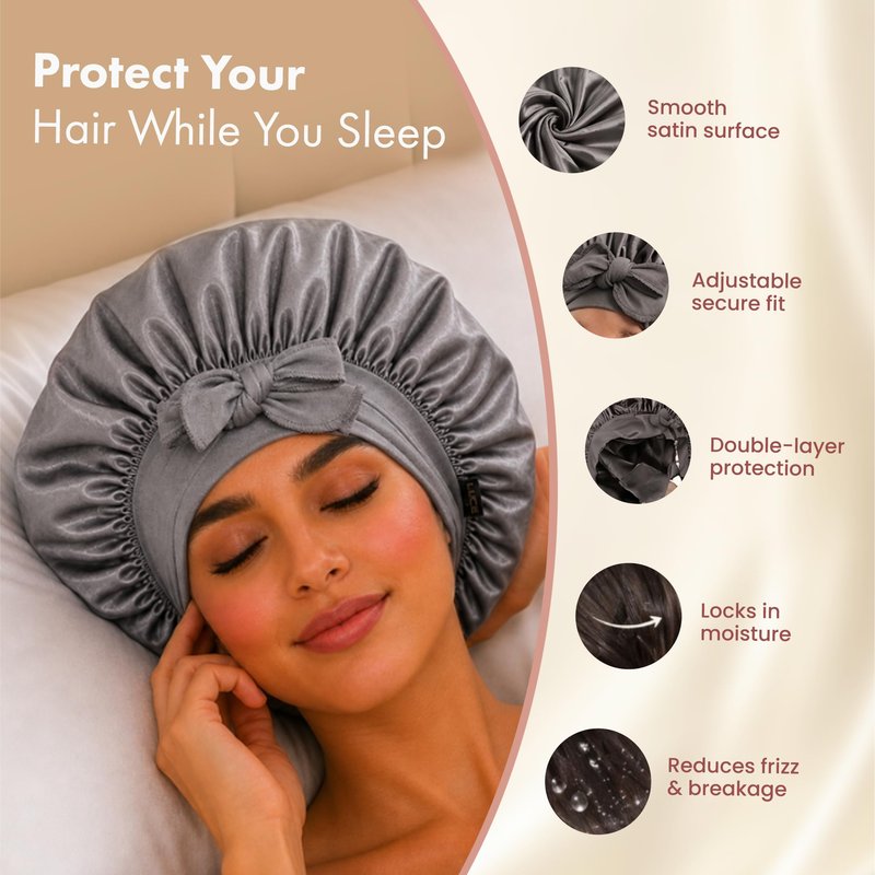 LUCE Satin Silk Bonnet for Sleeping - XL Double-Layer 600 Thread Satin Hair Bonnets for Women, Hair Cap for Sleep with Adjustable Tie for Frizz Control and Overnight Hair Protection