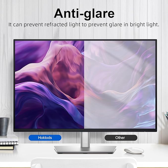 Hoktods Magnetic Computer Privacy Screen Filter 27 Inch, Removable Hanging Aluminum Alloy Privacy Shield for 16:9 Widescreen Monitor, Anti Spy Anti Scratch Anti Glare Blue Light Screen Guard