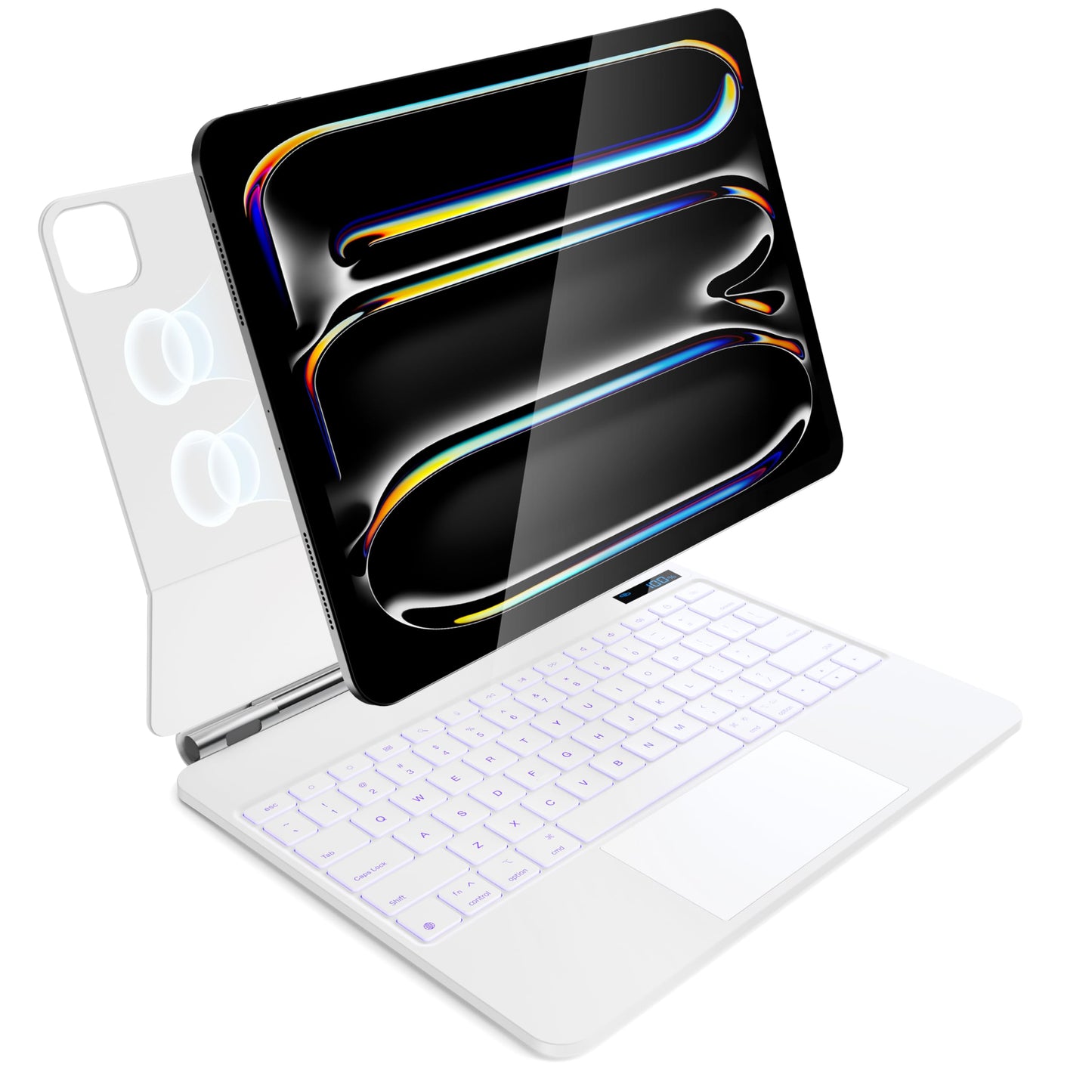 for iPad Pro 13 inch M5 2025 & M4 2024 case with keyboard M4,Magnetic Attach,Multi-Gesture Trackpad,7-Color Backlit,Shortcut Keys,Auto sleep/awake,Magic Keyboard for iPad Pro 13-inch M4 2024,White