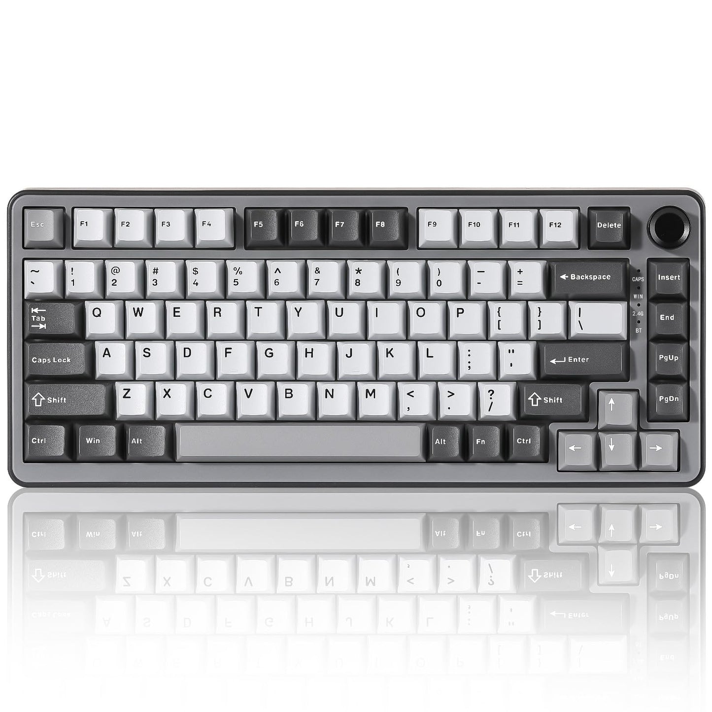 YUNZII B75 PRO Wireless Mechanical Keyboard,75% Layout with Knob,Hot Swap Gasket Custom Structure,Creamy Pre-lubed Switches,RGB Backlit,BT/Type-C/2.4G for Win/Mac(Cocoa Cream V2 Switch,Dark Grey)