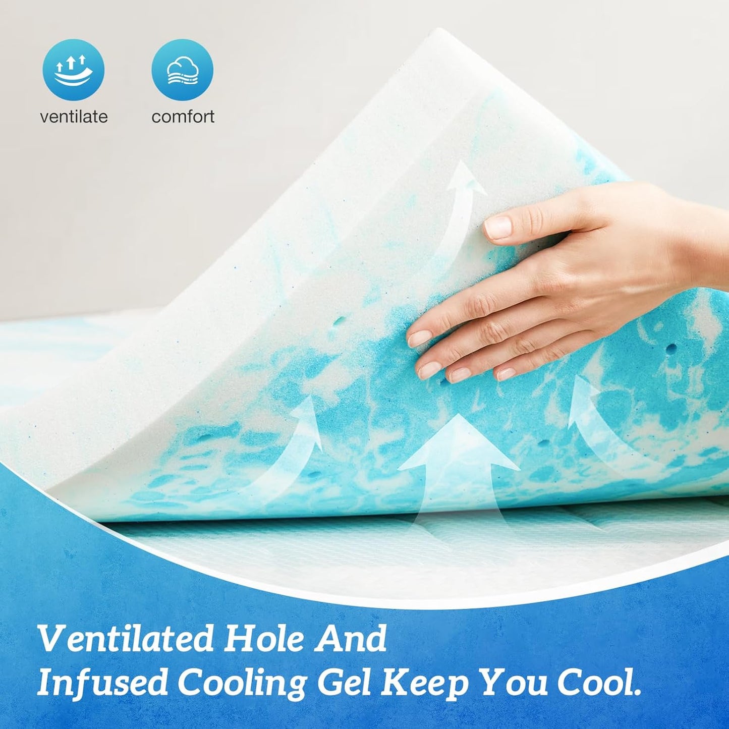 Sweetcrispy Mattress Topper - Twin XL 4-Inch Thick Memory Foam Gel Infused Cooling Pad | CertiPUR US Certified, Breathable Design