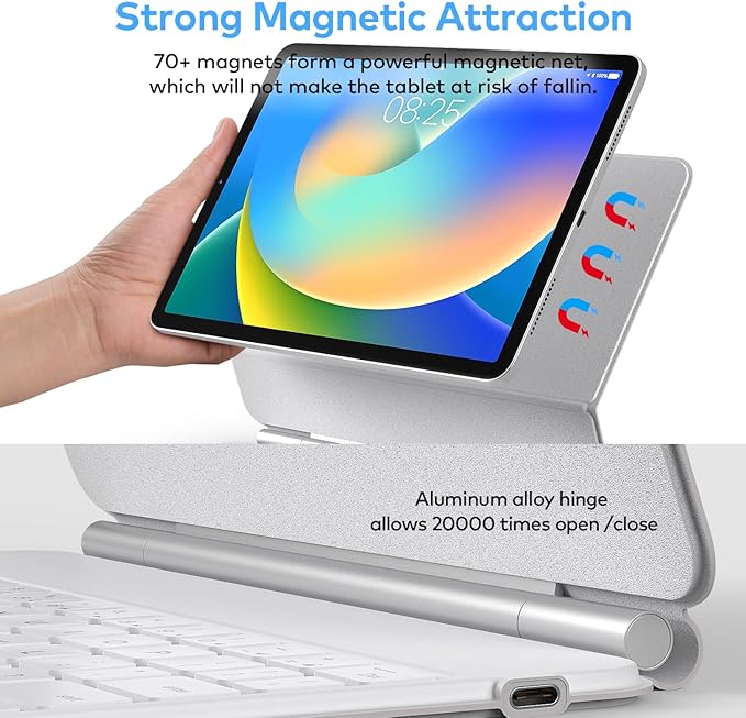runelk Keyboard Case for iPad 10th Generation 2022 & 11th (A16, 2025) – Magic-Style Keyboard with Multi-Touch Trackpad – Floating Cantilever Stand – Magnetic Case for iPad 10.9 inch 10th / 11th Gen.